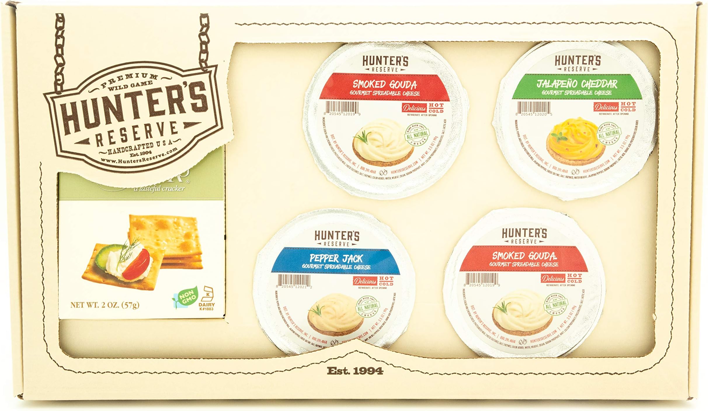 Hunter's Reserve Cheese Spread Gift Box, 4 - Assorted Spreadable Cheese Flavors