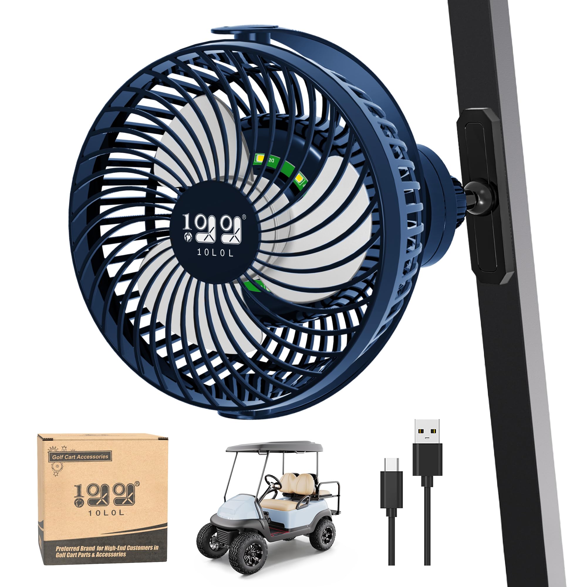 Photo 1 of 10L0L USB Golf Cart Fan - Magnetic Mount & Secure Bracket,Rechargeable,56H Battery,Silent 360° Adjustable,for Golf & RV