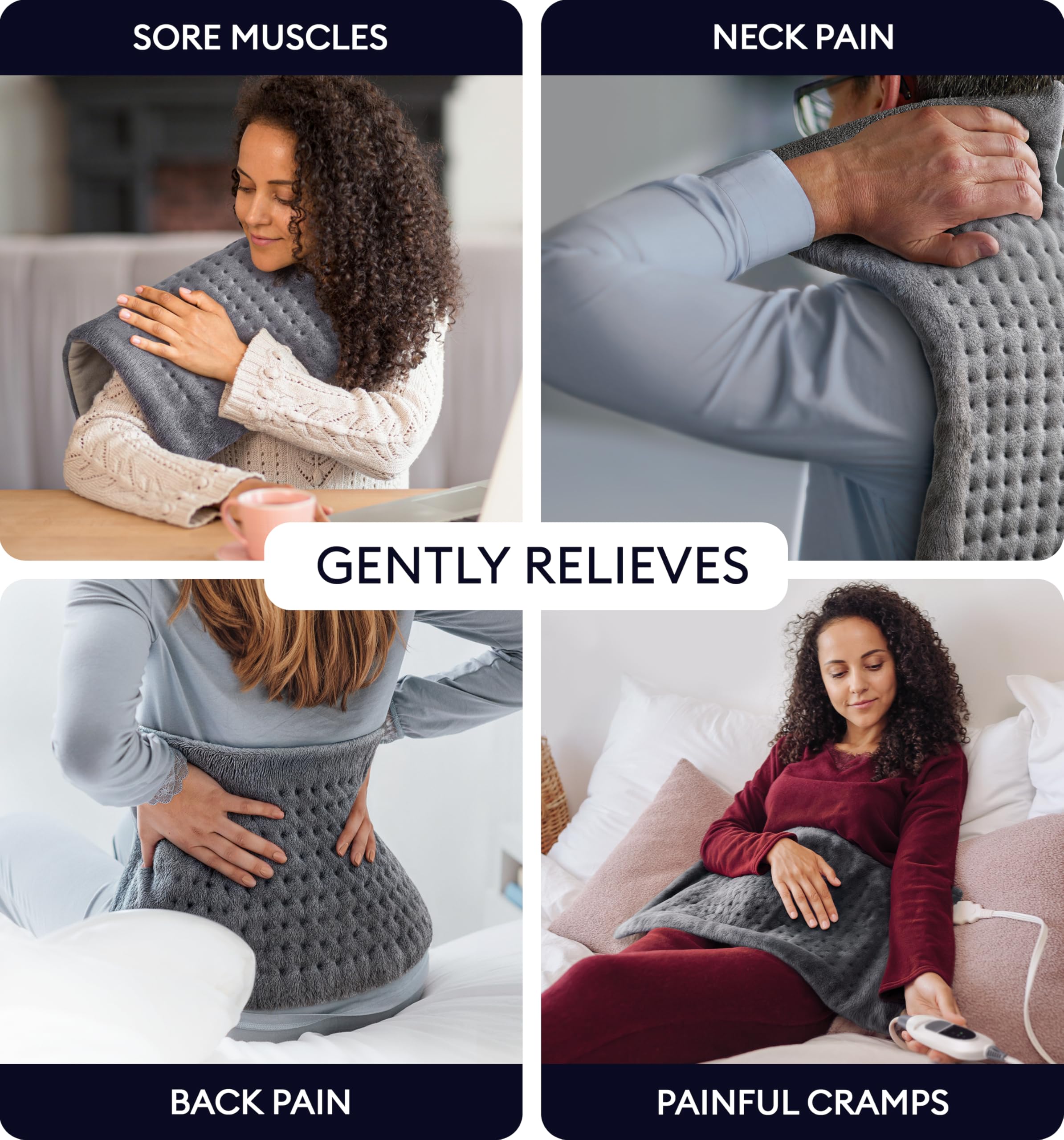 GENIANI Large Electric Heating Pad for Back Pain & Cramps Relief, Mothers Day & Birthday Gifts for Women Mom, FSA HSA Eligible, Auto Shut Off, Machine Washable, Heat Pad for Neck & Shoulder, 12×24