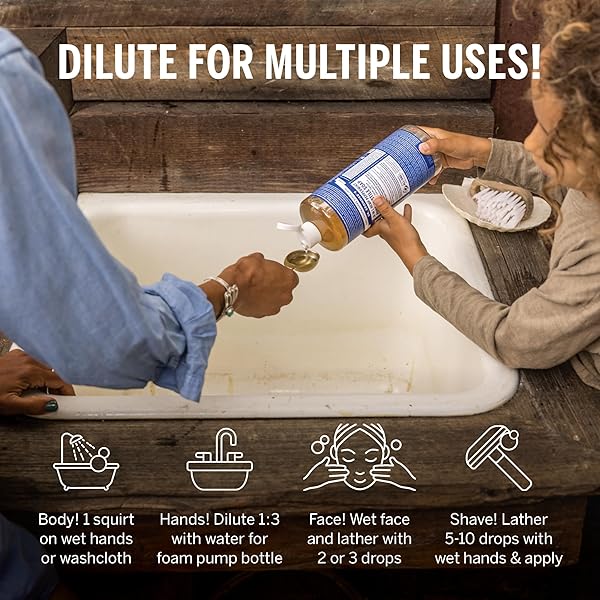 DR. BRONNER’S PURE-CASTILE LIQUID SOAP- MADE WITH REGENERATIVE ORGANIC CERTIFIED OILS- 18-IN-1 USES FOR FACE, BODY, HAND, HAIR, LAUNDRY & MORE- VEGAN, NON-GMO- BODY WASH- PEPPERMINT,32OZ