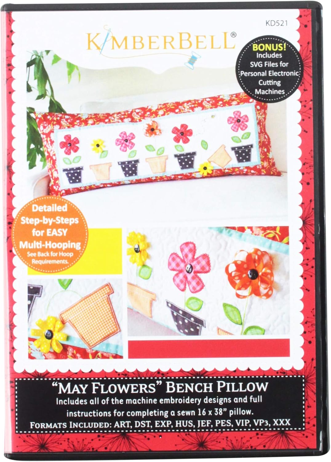 Download Amazon Com May Flowers Bench Pillow Embroidery Cd By Kimberbell Kd521 PSD Mockup Templates