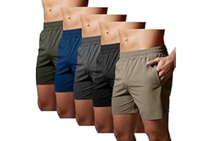 GYM REVOLUTION Men's 5'' Workout Athletic Quick Dry Shorts Running Training Short with Zipper Pockets