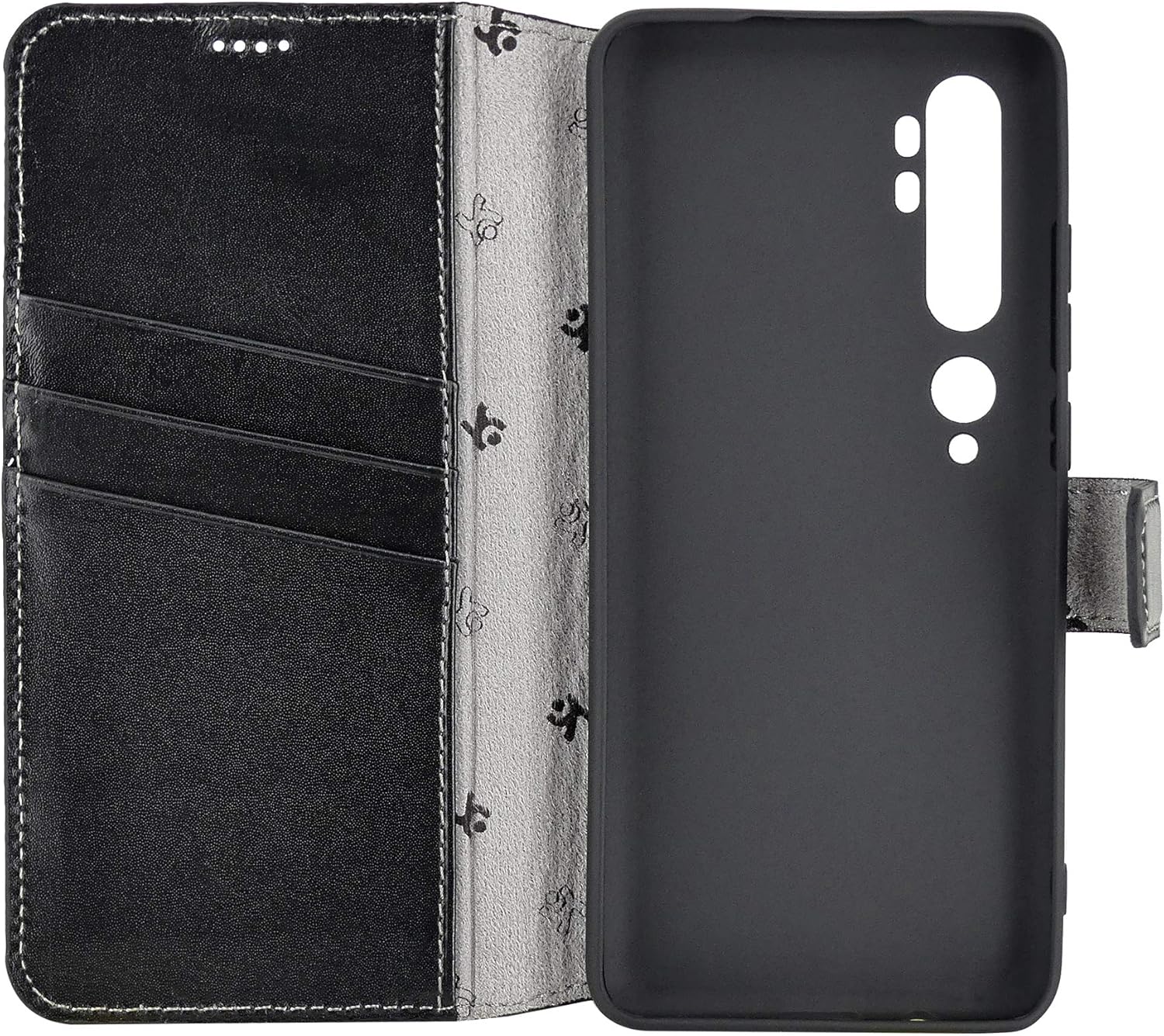 Suncase Book-Style Case Compatible with Xiaomi Mi Note 10 Pro Leather Case (Slim Fit) Leather Mobile Phone Case Protective Case with 3 Card Slots in Black - Image 4