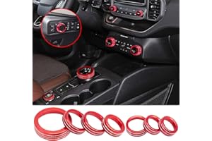 KUJOOY for Ford Bronco Sport 2021 2022 2023 2024 Air Conditioner AC Switch Knob Cover Button Trim Interior Accessories, NOT for Bronco (Red, Bronco Sport)