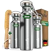 Blockhütte Vacuum Insulated Stainless Steel Water Bottle - 34 oz | Wide Mouth Insulated Metal Bottle for Cold Drinks | Perfect for Travel, School, Kids, Adults, Water Canteen, BPA-Free