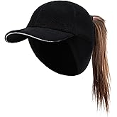 PivotWing Womens Fleece Earflap Hat with Vertical Ponytail Hole for Running Walking Hiking and More