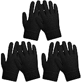 ONESING Kids Knit Gloves - Stretchy Gloves for Boys Girls Winter, Solid Finger Gloves for Children