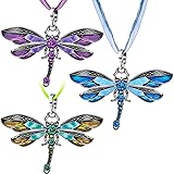 MTLEE 3 Pieces Dragonfly Necklace Dragonfly Charm