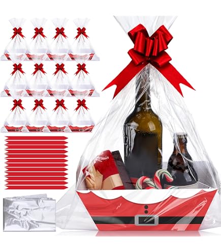 Kolldenn 24 Pcs Velvet Burgundy Red Valentine's Day Empty Gift Basket Bulk To Fill For DIY 8" X 10" Gift Basket Kit With Handles 8 Velvet Cardboard Tray 8 Bags And
