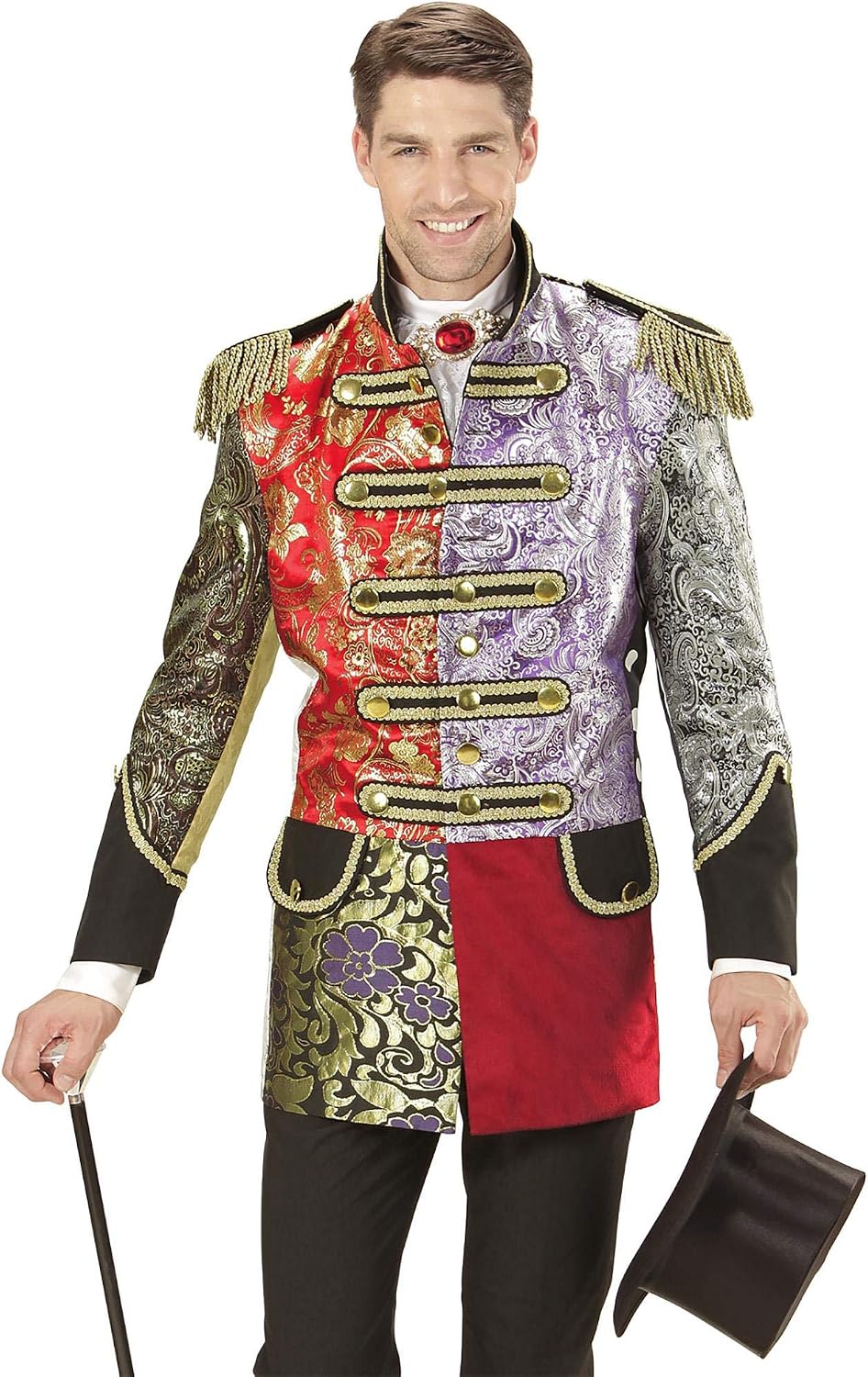 Widmann ? Jacquard Patchwork Parade Dressing-Up Costume Men's Coat, Multicoloured, XL