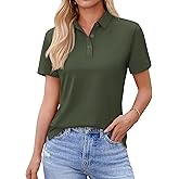 YUCOLEN Polo Shirts for Women Short Sleeve 3 Button Collared Golf Tee Cotton Business Casual Summer Work Tops