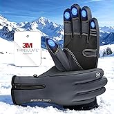 Winter Gloves Men Women Made with 3M Thinsalute, -20°F GEANI-TEX™ Waterproof Ski Gloves for Cold Weather, 5-Layer Thermal Snow Gloves, 10 Touchscreen Fingers Snowboard gloves for Cycling, Hiking