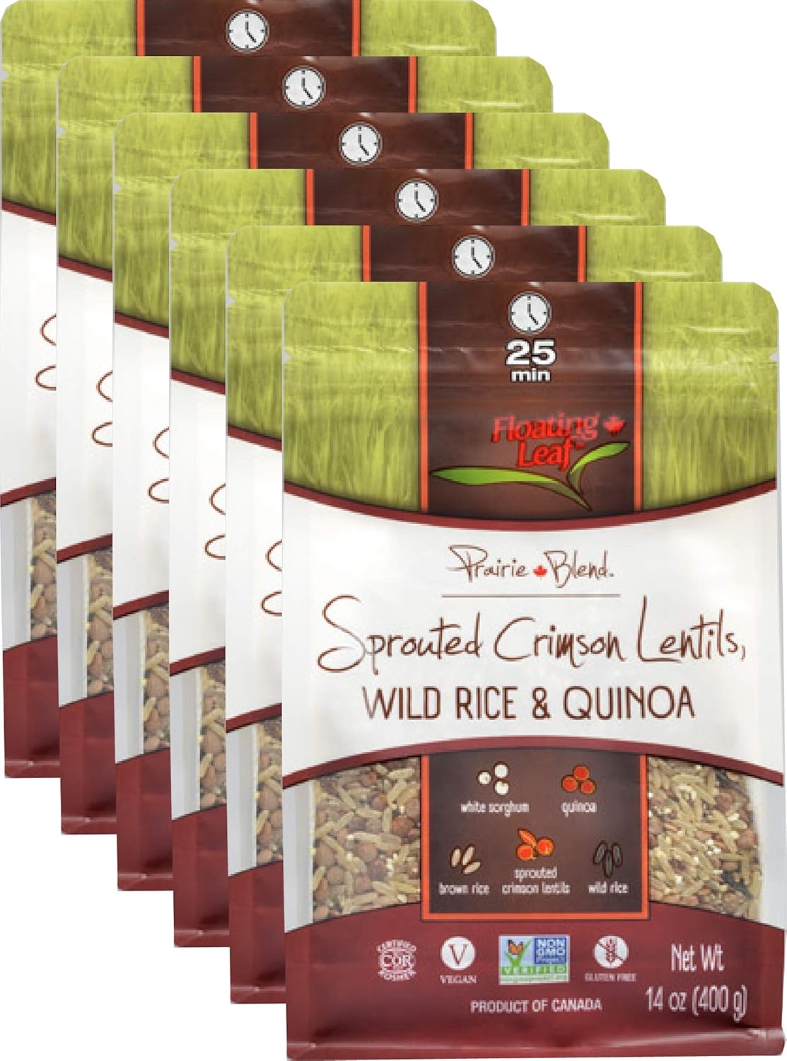 Floating Leaf Fine Foods Sprouted Crimson Lentil, Wild Rice and Quinoa Prairie Blend Case of