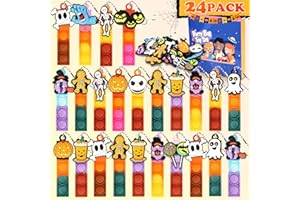 KENWQZI 24pcs Halloween Mini Pop Fidget Toys Bulk Halloween Party Favors for Kids Pop Keychain Sensory Toys Bag Fillers Pop Toddler Birthday Carnival Treasure Classroom Prizes Stress Reliever Desk Toys