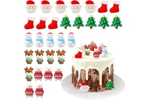 Etwgbaby 30 Pack Resin Christmas Cupcake Toppers Santa Claus Snowman Tree Cupcake Picks Resin Socks Cupcake Toppers for Christmas Theme Birthday Baby Shower Decor Supplies (red)