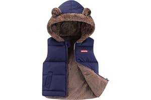 AIWUHE Toddler Boys Girls Hooded Puffer Vest Padded Warm Winter Jacket Sleeveless Bear ears Zipper Up Coat with pocket 1-7Y