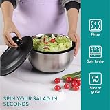 Navaris Salad Spinner with Lid Stainless Steel 5 Discs Colander Drying view 2