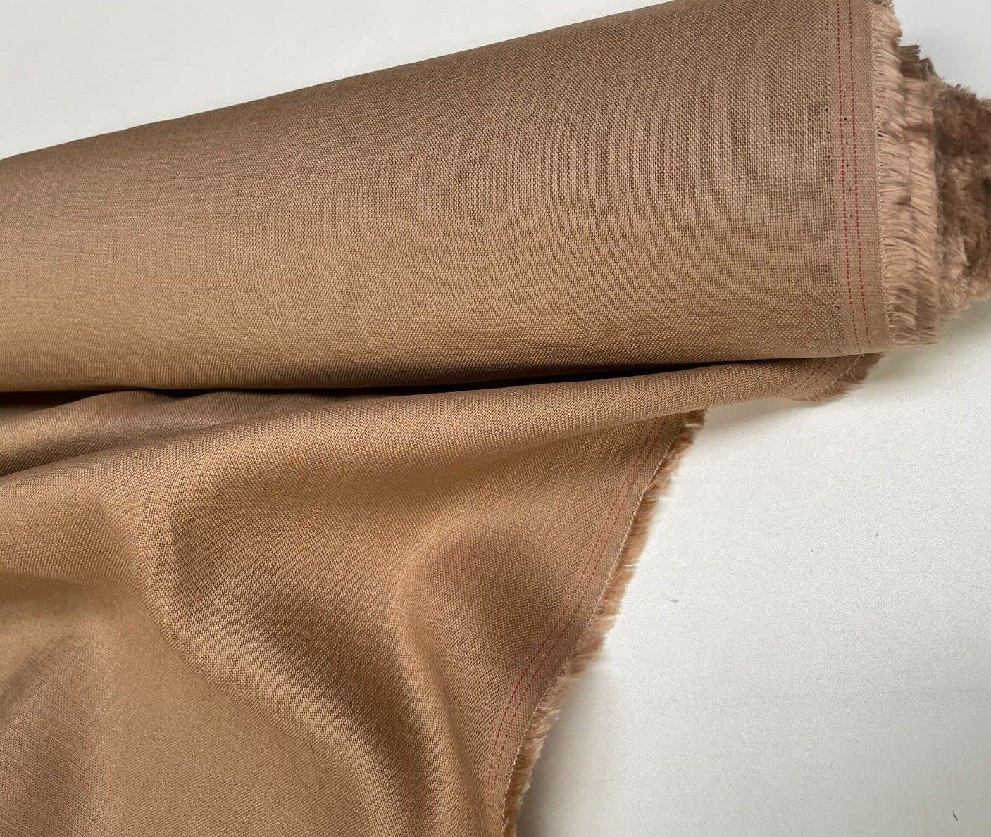 Lightweight Linen Fabric Soft Plain Pure Material Cloth for Home Decor Bedding Clothes Curtains - 140cm Wide Taupe Brown (1 Metre)