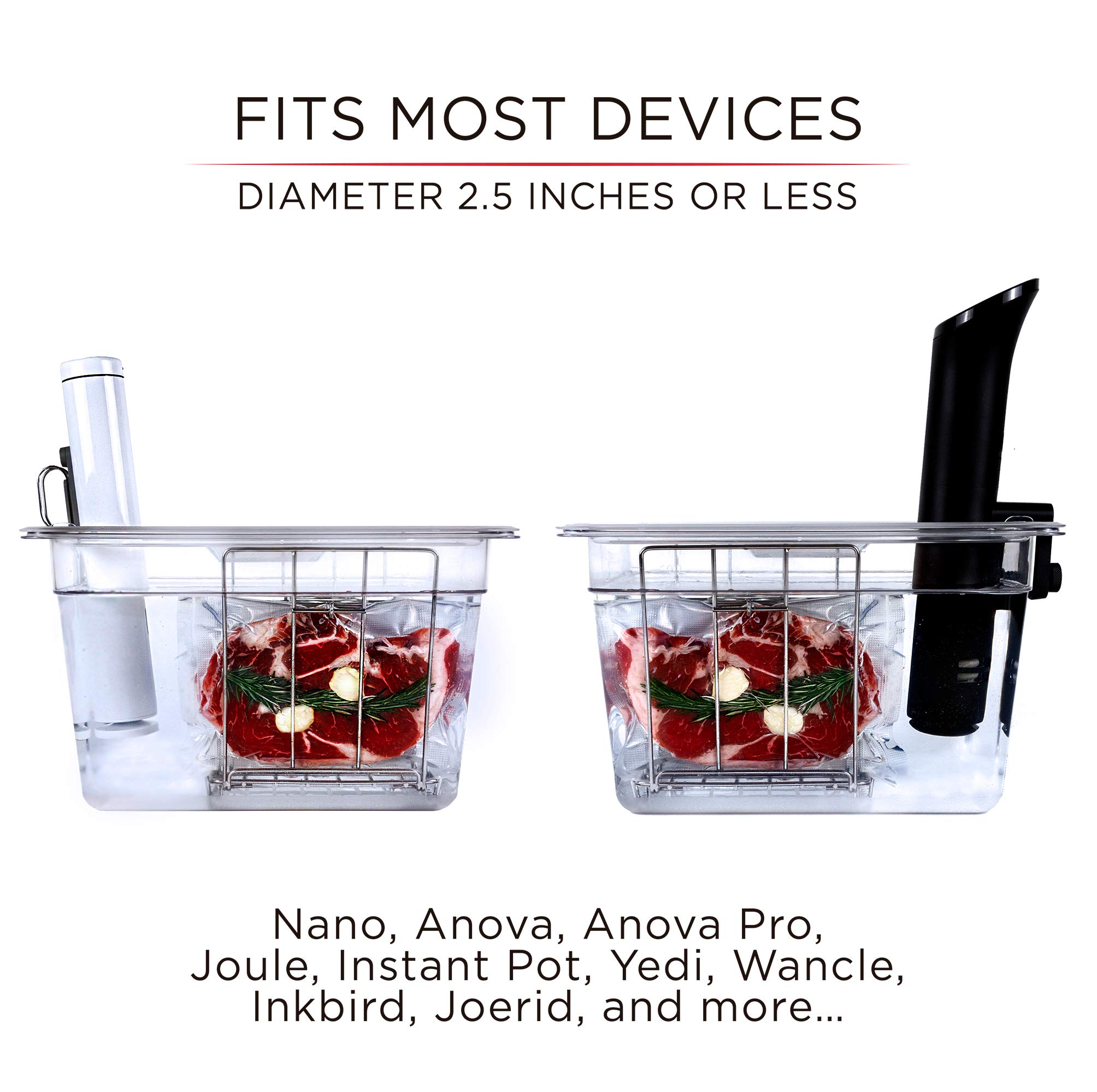 Väeske Sous Vide Container with Lid | Fits Most Sous Vide Cookers | Sous Vide Accessories (12 Quarts, Rack)