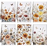 Geyoga 6 Pcs Spring Floral Kitchen Towels Flamingo Dish Hand Towels Sunflower Daisy Flower Wildflower Tea Cloths for Spring Easter Kitchen Bathroom Decor, 16 x 24 Inch(Rustic Colors,Wildflower)