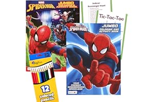 Luti Coloring Book Set Bundle with Spiderman Coloring Books, 12 Coloring Pencils, Indoor Scavenger Hunt, and Activities