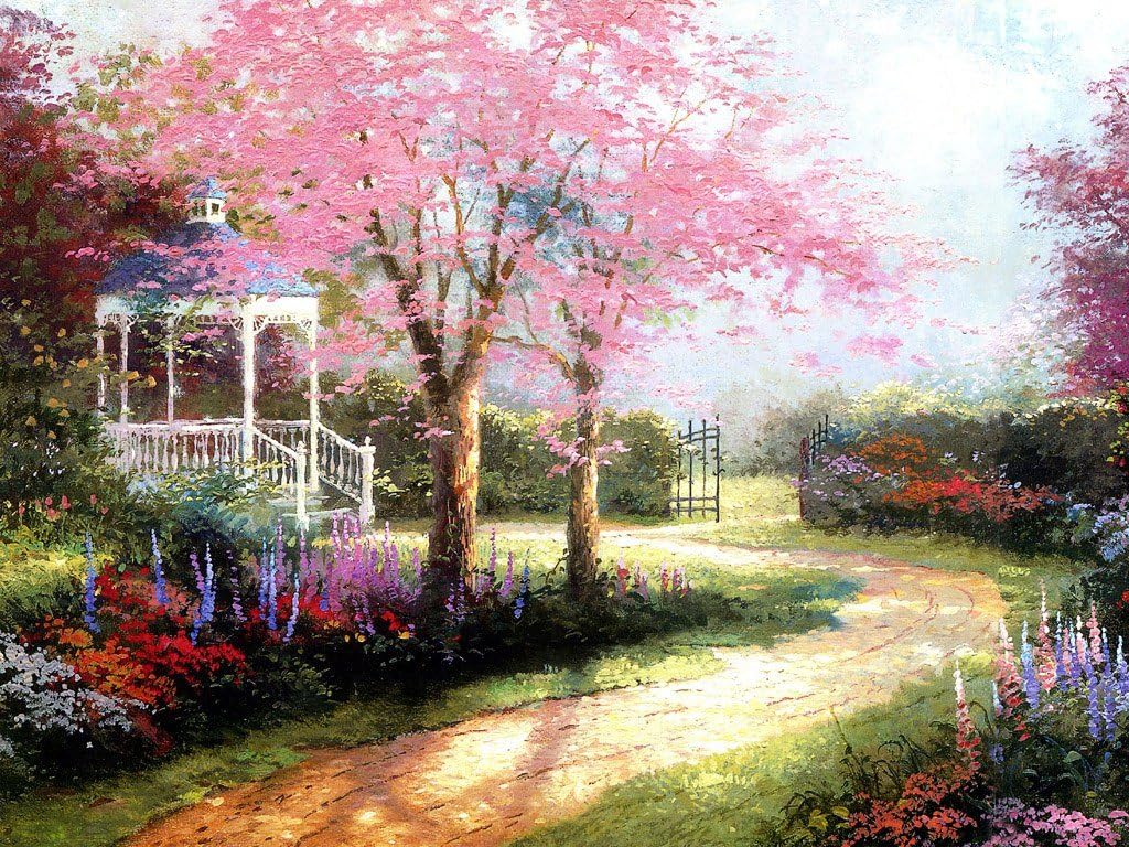 YEESAM ART Stationery Pink Tree Dreamy Road, Paint by Numbers 16x20 inch DIY Painting Kits for Home Wall Decor (Tree, Without Frame)
