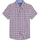 Alimens & Gentle Mens Plaid Short Sleeve Button Down Shirts Cotton Regular Fit Casual Gingham Shirts