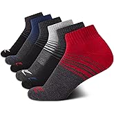 Reebok Boys Quarter Socks - 6 Pack Stretch Performance Quarter Cut Arch Support Socks - Cushioned Athletic Socks for Boys