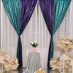 SquarePie Sequin Backdrop 2FT x 8FT 2pcs Purple