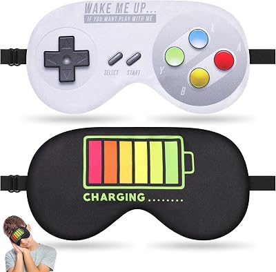 TeTupGa 2 Pcs Sleeping Eye Mask Kids Adults Blackout Eye Cover Game Pattern