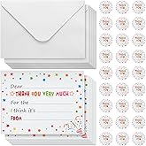 Gersoniel 120 Piece Kids Thank You Cards Fill in the Blank Including 40 Thank You Cards with 40 Envelopes and 40 Label Sticker for Boys Girls Birthday Preschool Kindergarten Classroom(Confetti)