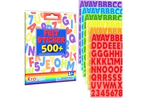 KRAFUN Felt Sticker Kit for Beginner Toddlers, Kids Arts & Crafts, Pack of 500 Assorted Scrapbook Stickers Alphabets, Numbers, Fun Shapes, Preschool, Children Early Learning, self Adhesive