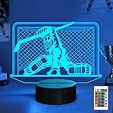 YuanDian Hockey Goalie Night Light, Hockey Guys 3D LED Illusion Lamp, 16 Colors USB Powered & Battery Powered Touch Control with Remote, Ice Hockey Gifts for Boys Man