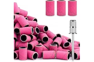 ZABOUL 120Pcs Nail Drill Bits Sanding Bands with Nail Drill Bits, Professional Sand Band 180# Fine Grit Nail File Sanding Bands for Acrylic Nails Manicures and Pedicure