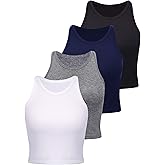 4 Pieces Basic Crop Tank Tops Women Racerback Crop Tops Cotton Sport for Girls Lady Daily Wearing