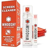 WHOOSH! Glasses Cleaner Spray - 100 ml + 8 ml + 2 Microfiber Cleaning Cloths - Duo with Large & Travel Size Bottles for Sungl
