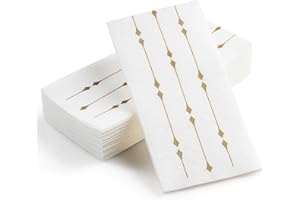 BloominGoods Disposable Hand Towels & Decorative Bathroom Napkins | Soft and Absorbent Linen-Feel Paper Guest Towels for Kitchen, Parties, Weddings, Dinners or Events | White and Gold (100-Pack)