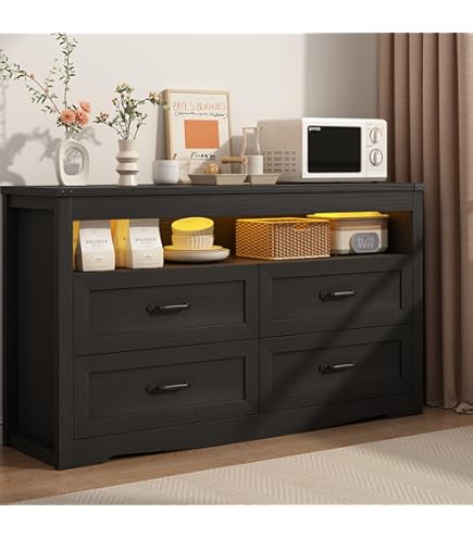 2 drawer black dresser Furniture of America 4-Piece Fairhart Black 2-Drawer 26 in. W Set of 2  Nightstands with Dresser and Convertible Vanity Set 7415BK-2NSD-V2