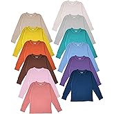 Snoozzz'n Girls/Boys/Toddler 12 Pack Athletic Performance Long Sleeve Undershirt Tops/Base Layer Cotton Stretch Shirts (12 Pack - Assorted Solid Colors, 2-3)