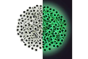UPINS 300Pcs Googly Wiggle Eyes Self Adhesive Glowing in Dark Halloween Googly Eyes for Crafts DIY Sticker 8 mm Sparkle Colored Googly Eyes Suitable for Handicrafts Halloween