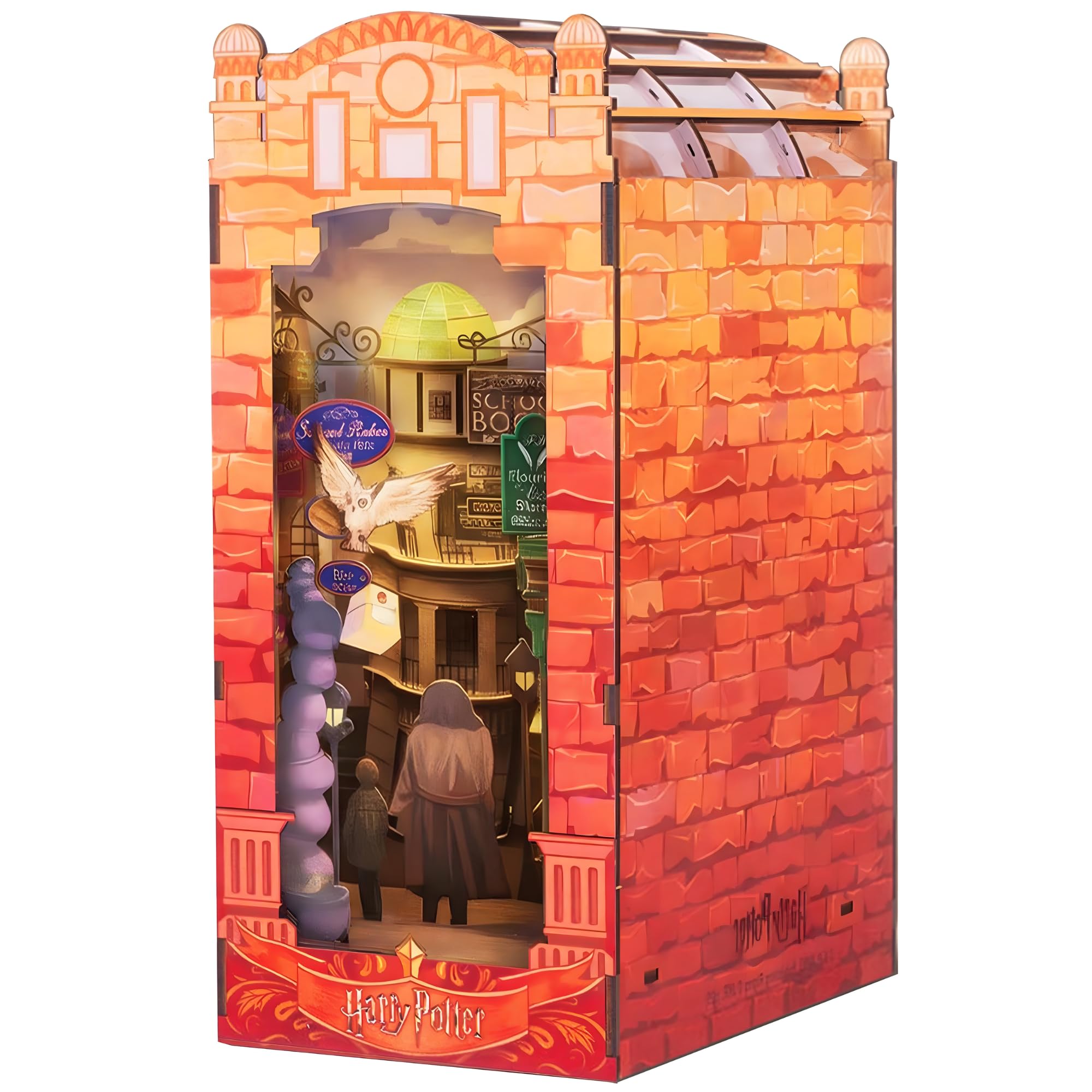 Photo 1 of Harry Potter Diagon Alley Book Nook Kit – DIY Wooden 3D Puzzle with LED Lights | Wizarding World Bookshelf Insert, Craft Kit for Adults, Teens & Fans | Magical Gift & Room Decor for Book Lovers