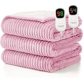 Homemate Electric Heated Blanket Queen Size - 84"x90" Heating Blanket Queen Size Dual Control 1/2/4/6/8 Hours Auto-Off 10 Heat Level Over-Heat Protection Soft Flannel Sherpa ETL Certification
