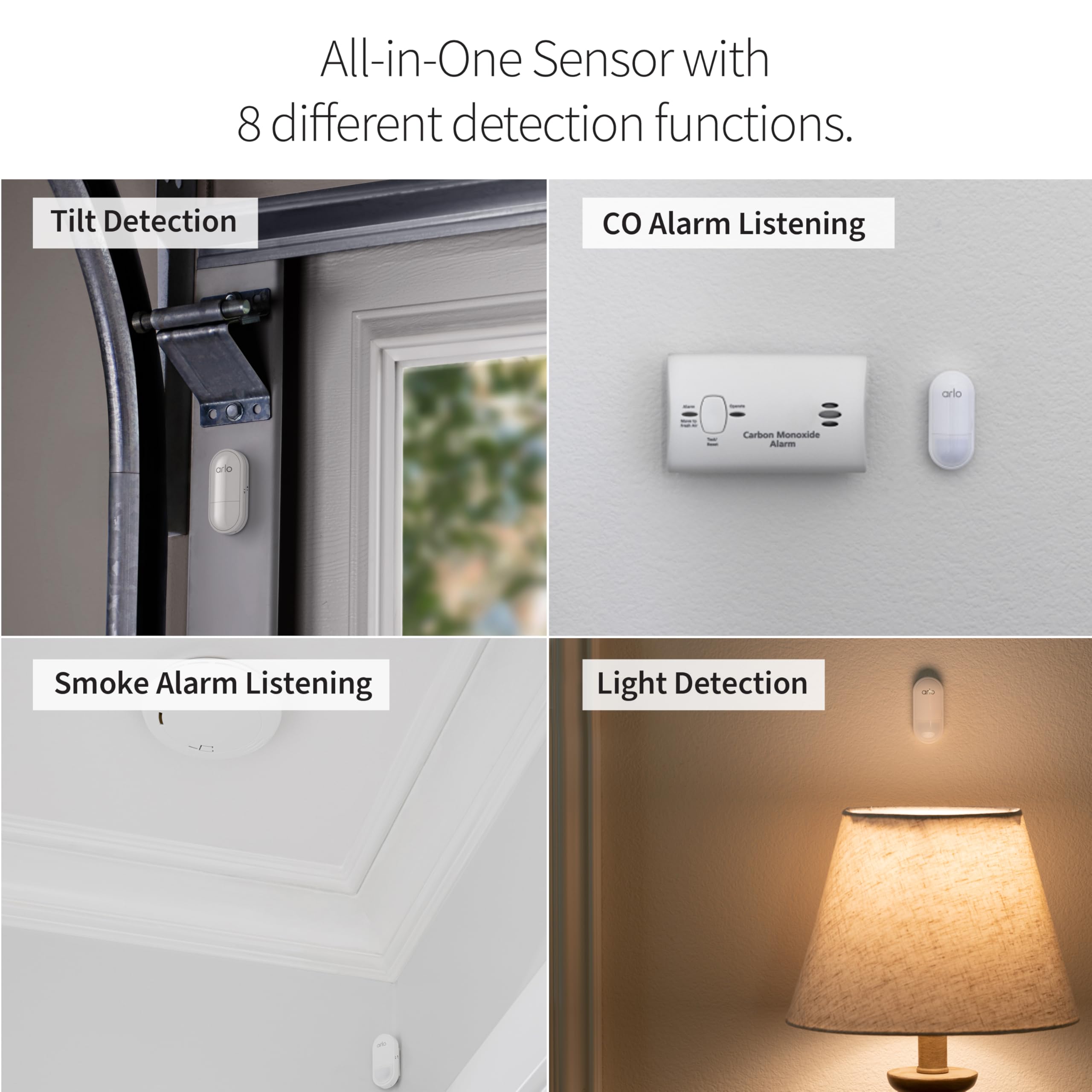 Arlo Home Security System - Wired Keypad Sensor Hub, (2) 8-in-1 Sensors, 24/7 Professional Monitoring- No Contract Required, DIY Installation, Alarm System for Home Security – SS1201, White
