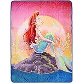 Disney The Little Mermaid Ariel Sunset Dreams Princess Throw Blanket 46" x 60" Soft Fleece Throw Blanket for Bed Couch