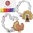 Thanksgiving Turkey Cookie Cutters 2-Pc.Set Made in USA by Ann Clark, Turkey, Front Facing Turkey