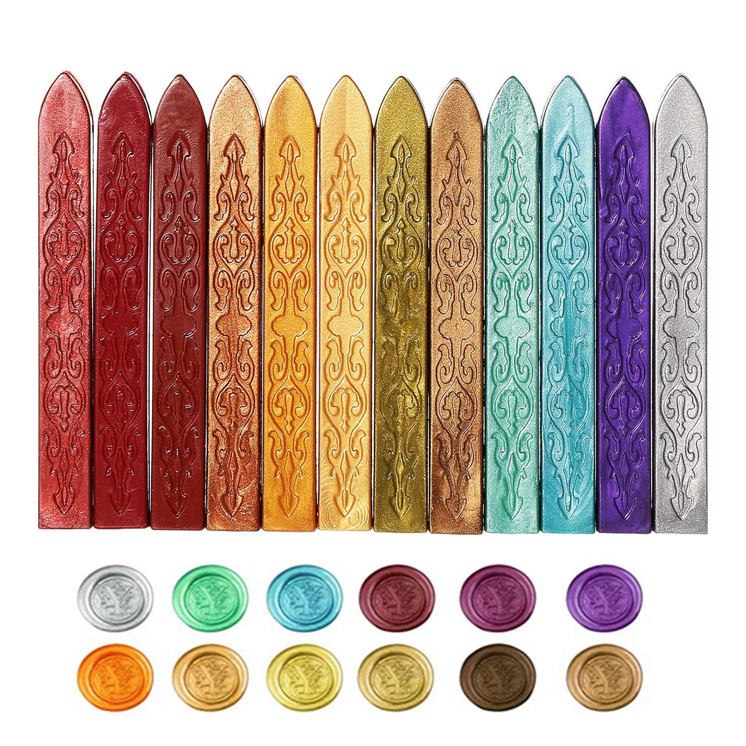 Sealing Wax Sticks,12 Pack Antique Wax Seal Stick Coloured Candle Square Style Sealing Wax for Wax Seal Stamp Antique Fire Manuscript Stamps Letters