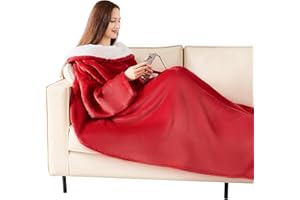 NORD ECO Wearable Blanket with Sleeves, Cozy Wearable Blanket with Arms and Pockets for Women Men, Warm TV Wrap Throw Blanket Robe as Gifts for Mom Wife, Wine