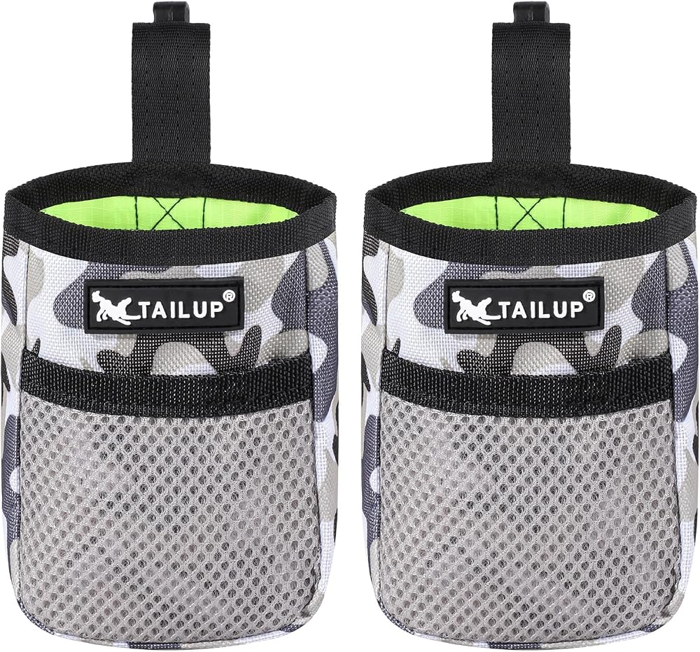 Lanjue 2 Pieces Small Dog Treat Bag Camouflage 600D Oxford Cloth Waist Belt Clip