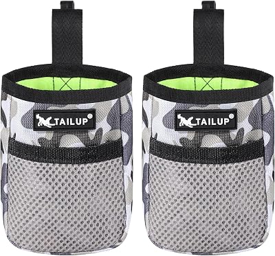 Lanjue 2 Pieces Small Dog Treat Bag Camouflage 600D Oxford Cloth Waist Belt Clip