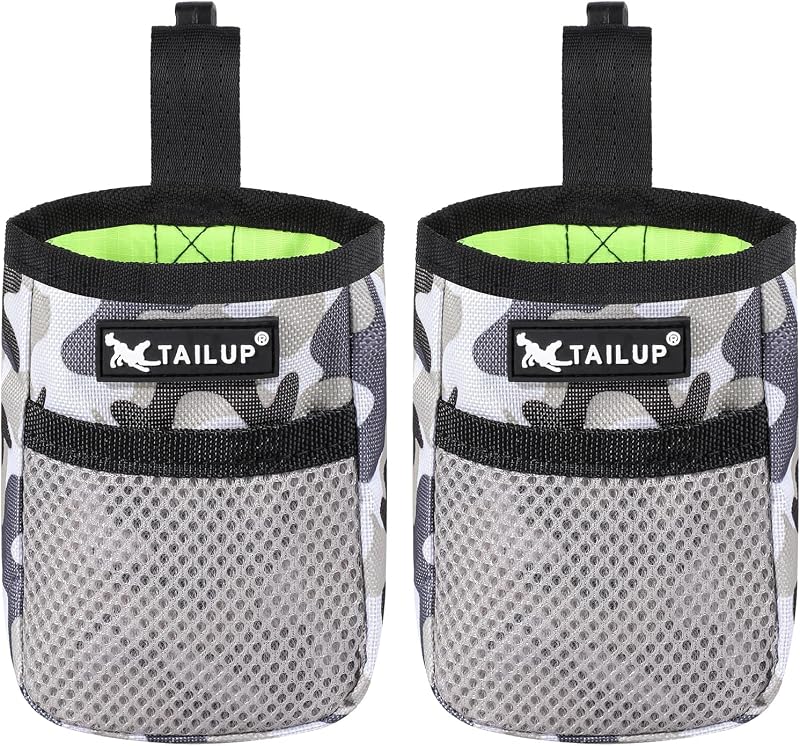 Lanjue 2 Pieces Small Dog Treat Bag Camouflage 600D Oxford Cloth Waist Belt Clip